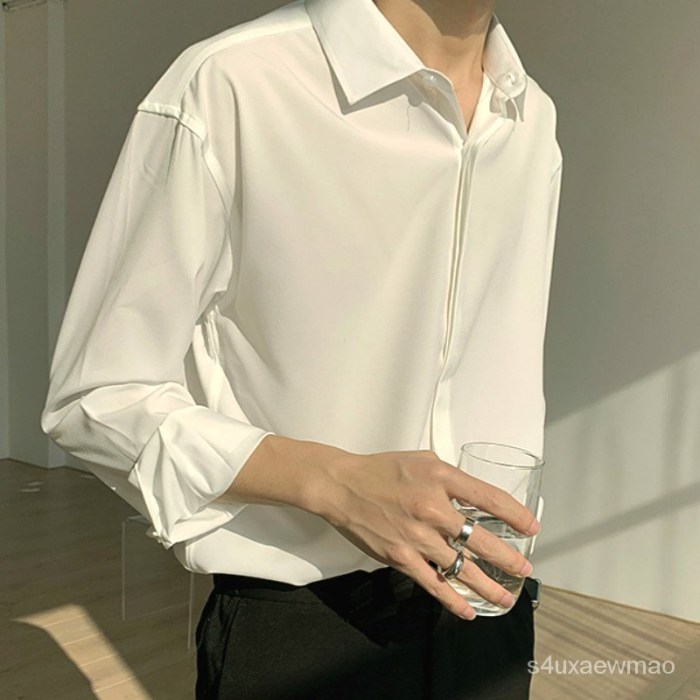 Men's white dress shirts long sleeve